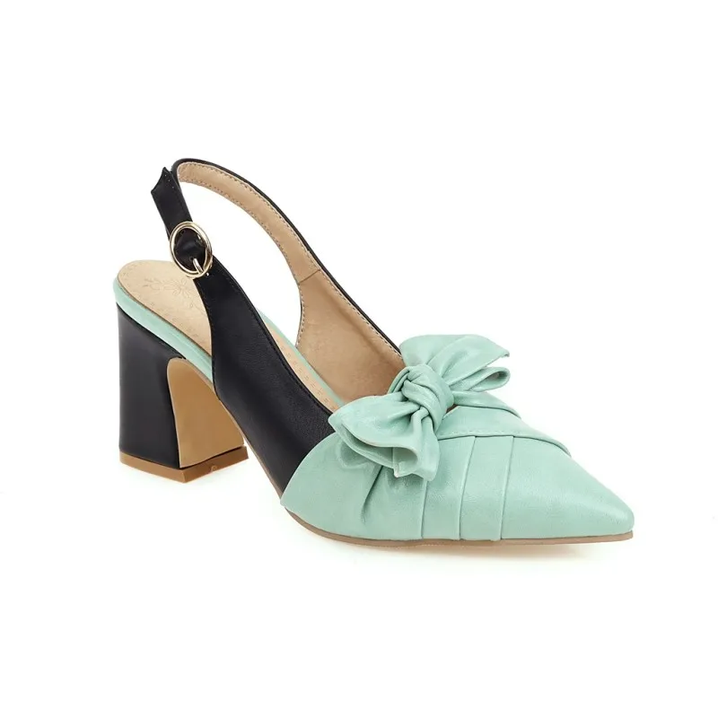 Сандалии на высоком каблуке с острым носком и бантом Женские летние туфли