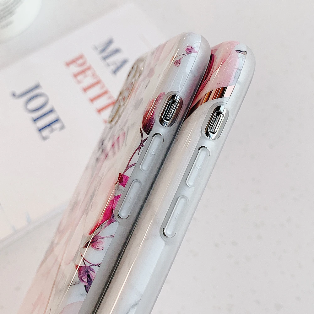 Акварельный цветочный геометрический мраморный чехол для телефона iPhone 11 Pro Max XR X