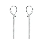 Женские Винтажные висячие серьги LADYCHIC, серебристого цвета, с блестящими вставками из циркония, ювелирные изделия, подарок, LE1436