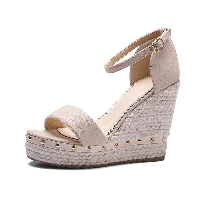 

Women Sandals Summer 2018 Platform Sandals High Heels Shoes Ankle Strap Ladies Sandals Rivet Casual Footwear Pink Black