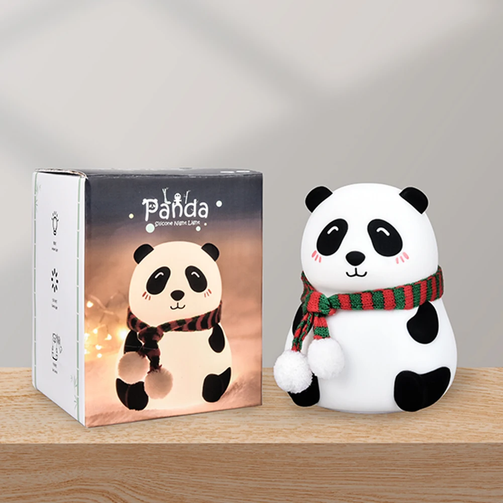

Panda LED Night Light Touch Sensor Colorful Cartoon Silicone Lamp Battery Powered Bedroom Bedside Lamp for Children Kids