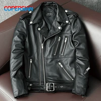 2021 new genuine cow leather jacket men autumn winter male coats diagonal zipper and multi pocket slim motorcycle clothing