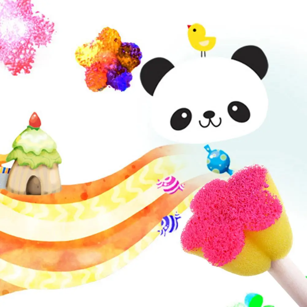 Игрушки для детей 5 шт./лот Деревянный DIY живопись спонжевой насадки Игрушка ручка