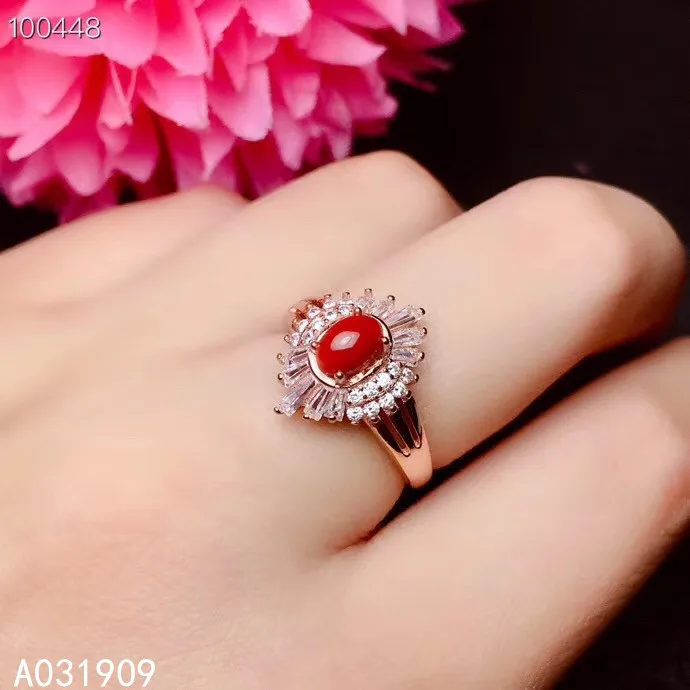 

KJJEAXCMY boutique jewelry 925 sterling silver inlaid Natural red coral Ring Women's Fine Ring Support detection trendy
