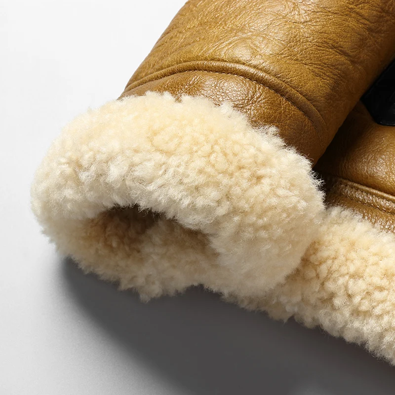 DK 2019 Новое Коричневое мужское пальто из настоящей овчины утолщенное коричневое