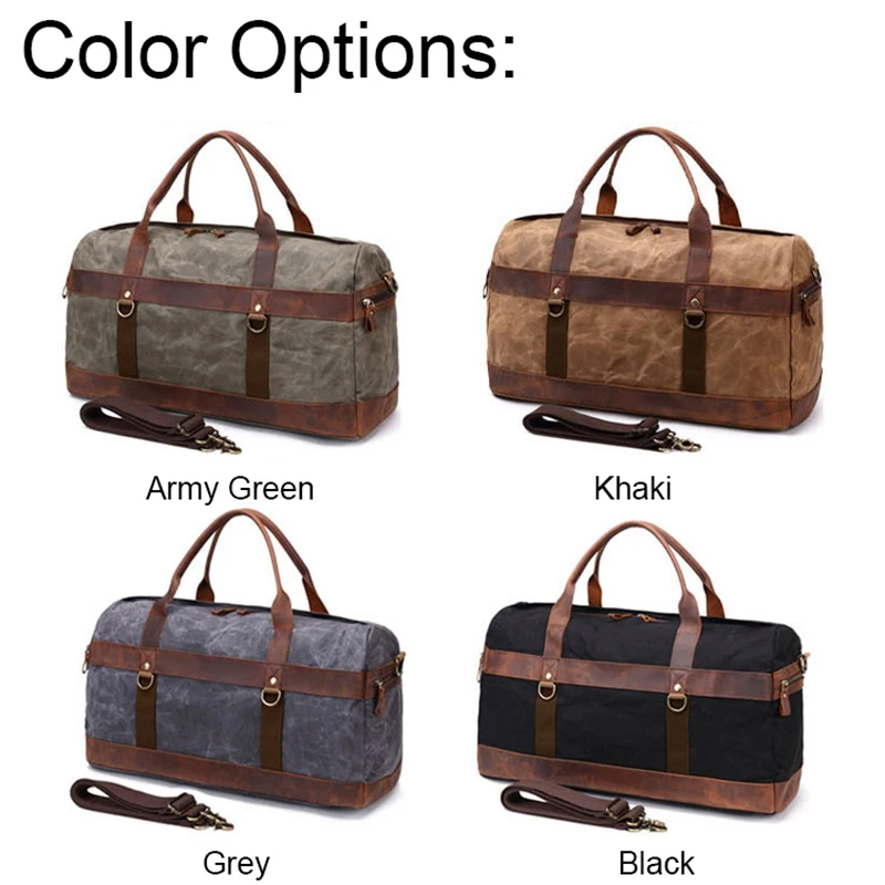 Водонепроницаемая холщовая вещевая сумка прочная кожаная дорожная Мужская