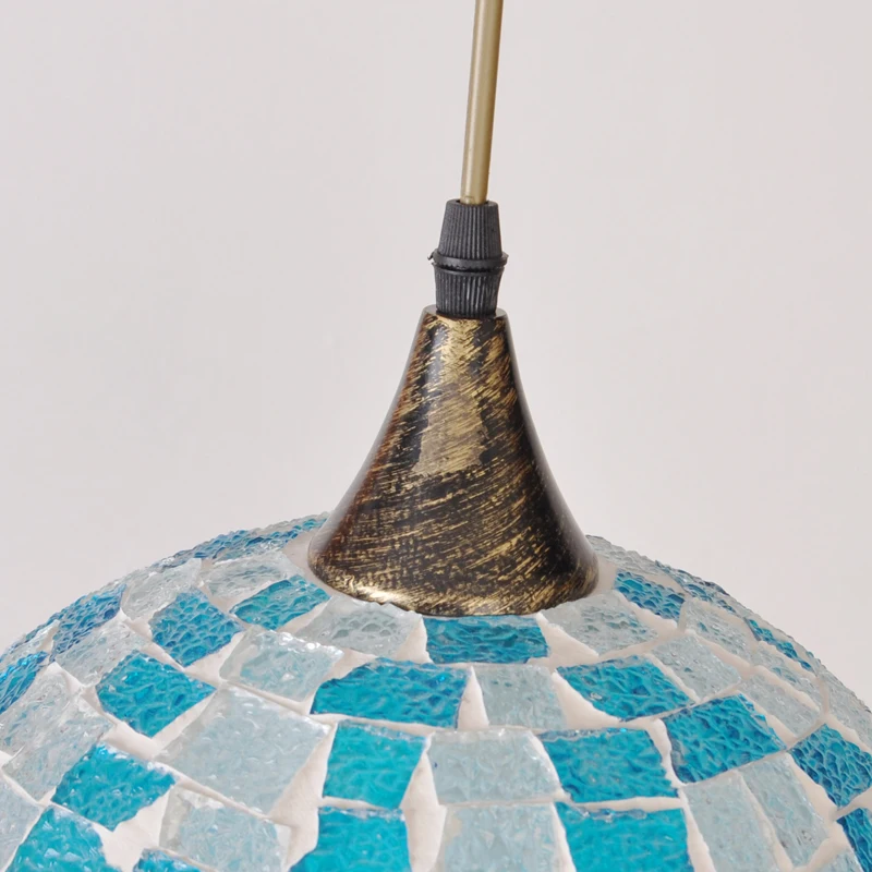 

Bohemian Style Glass Lampshade Mediterranean Stained Glass Suspended Luminaire For Corridor Bedroom Single-head Pendant Lamp