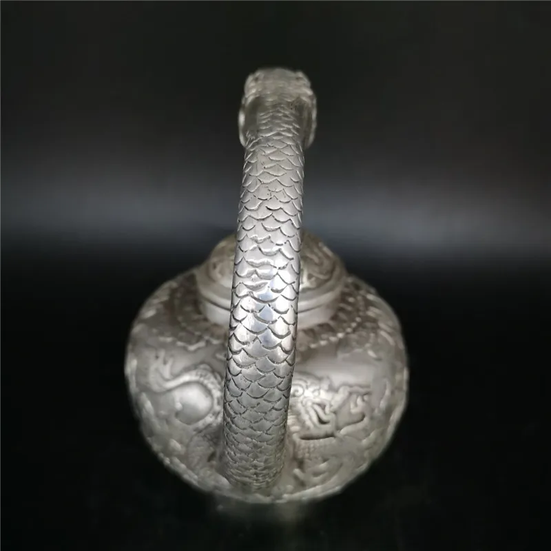 Винный горшок в форме дракона тибетский серебряный резной год | Дом и сад