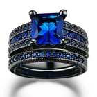 Новый дизайн кольца для пар черный Стразы Подвески обручальное кольцо свадебный набор колец на сустав пальца аксессуары