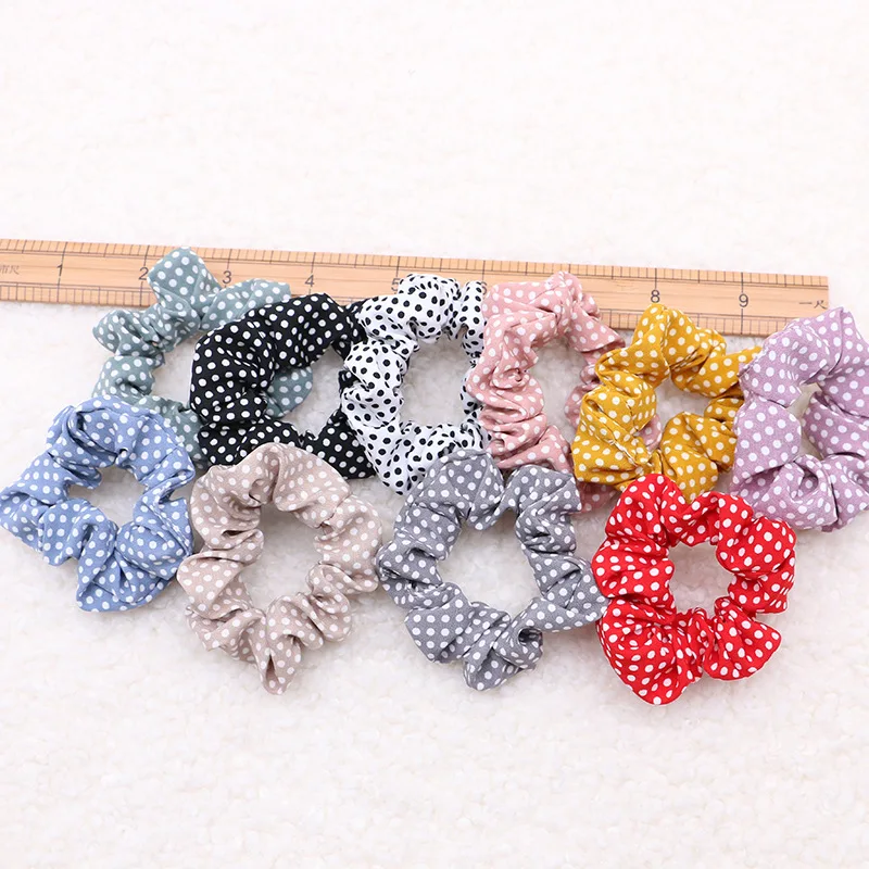 

Бесплатная доставка, модные женские резинки для волос в горошек, винтажные простые резинки для волос для девочек, аксессуары для волос с кон...