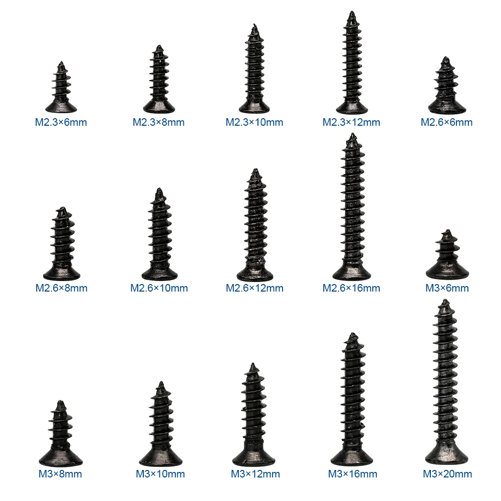 450 шт./компл. черные потайные винты с плоской головкой крестообразным утопленным