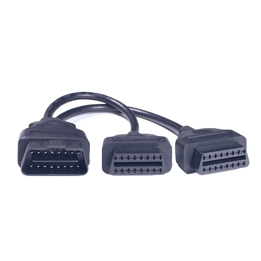 OBDIICAT Высокое качество OBD2 кабель удлинитель сплиттер 16 Pin штекер Двойной Женский Y