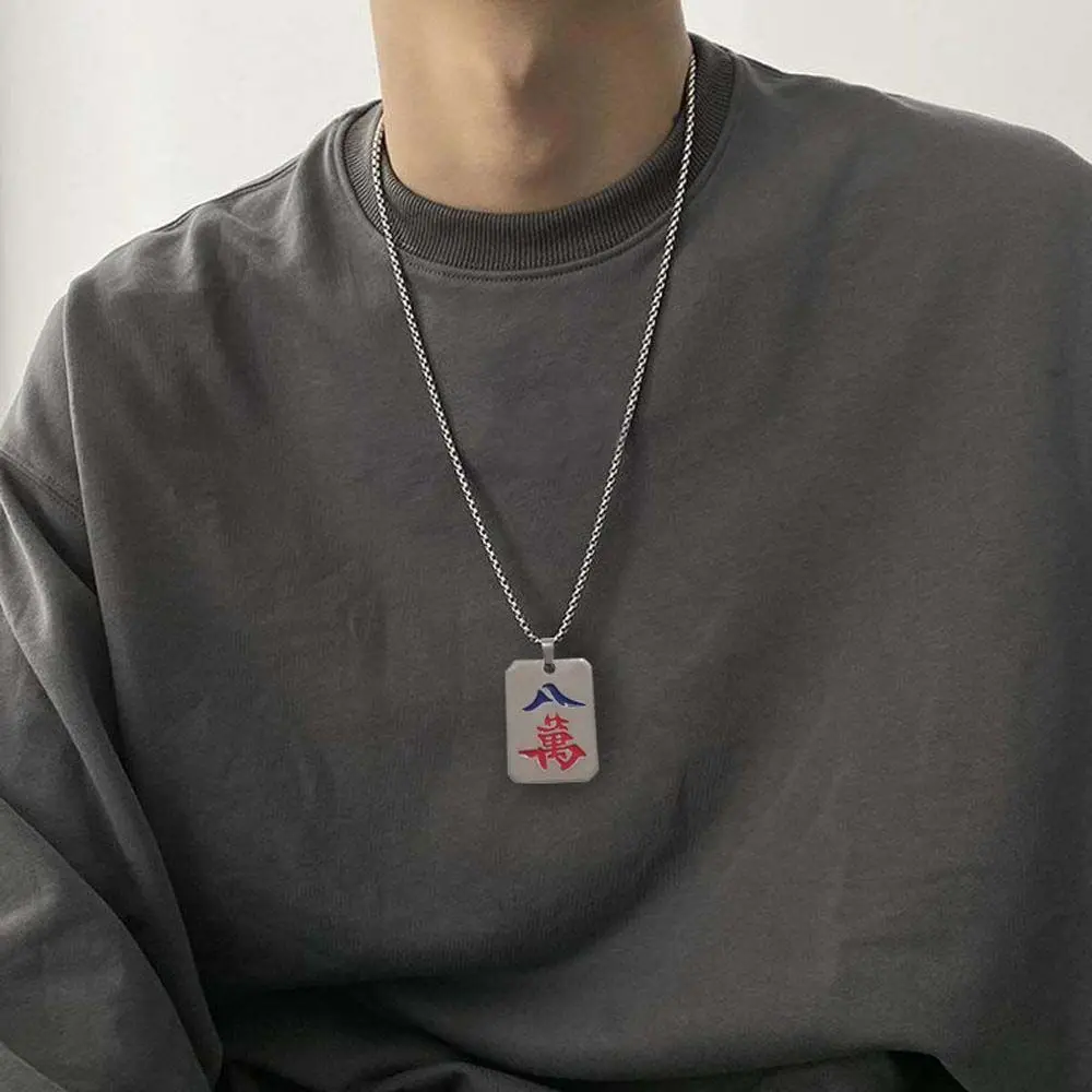 

Retro Simple Titanium Steel Unisex Chinese Style Mahjong Chokers Letter Pendant Necklaces Gift For Girl Women Necklaces