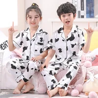 girls satin silk pajamas set kids boy sleepwear outfits summer pajamas toddler short sleeveshorts boy wear home clothes