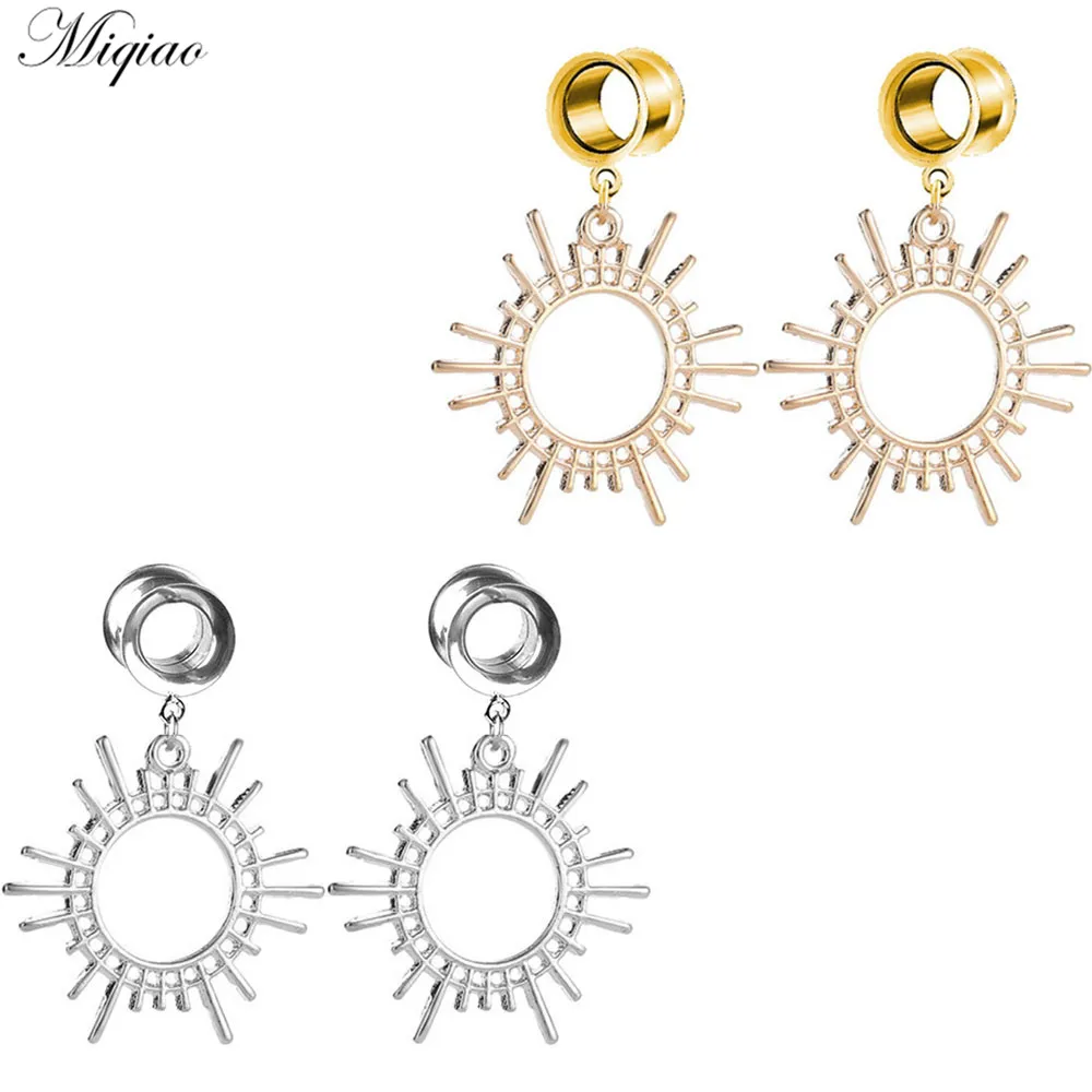 

Miqiao 2pcs Hot New Style Stainless Steel Sun Gear Double Horn Ear Expander Exquisite Human Body Piercing Jewelry