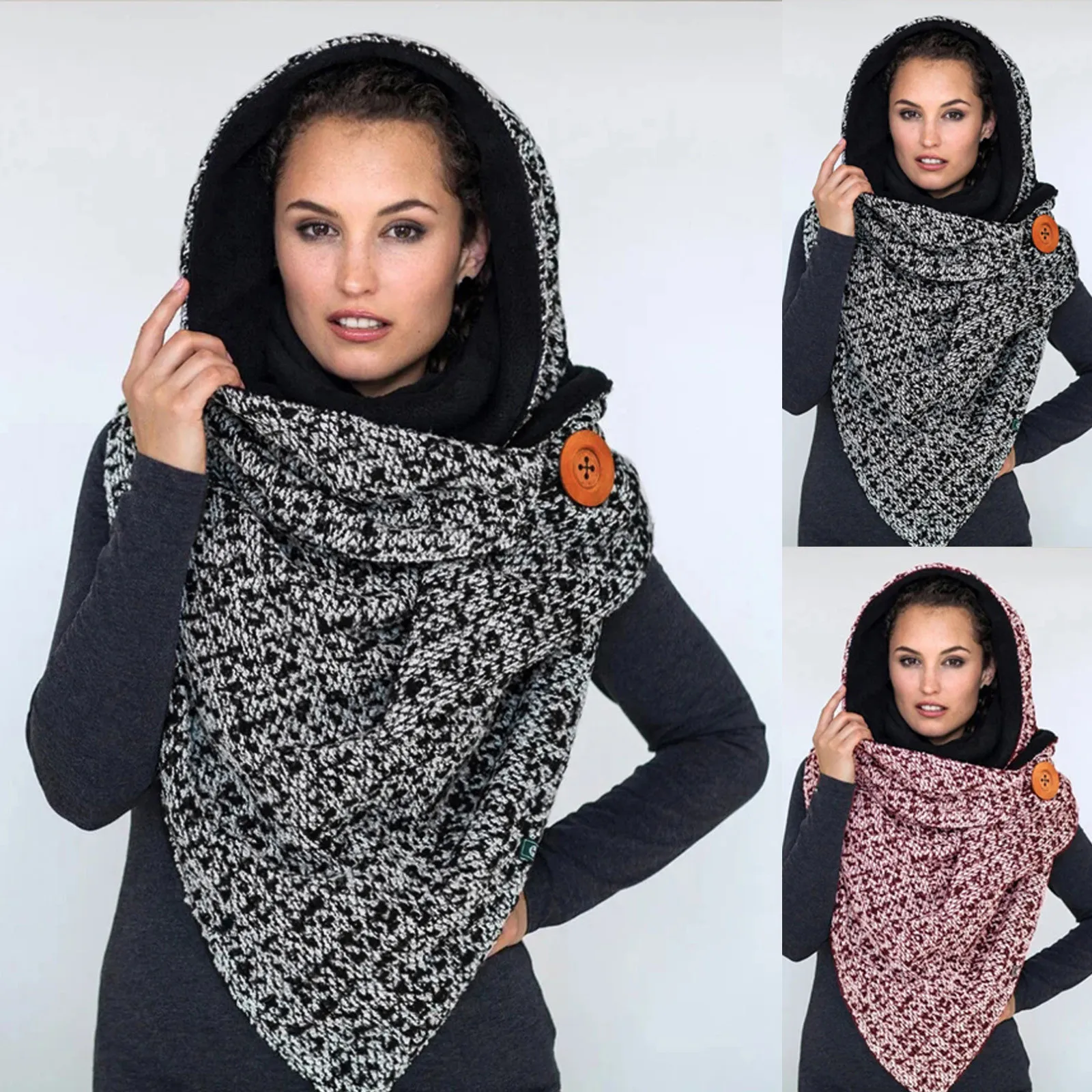 

Casual Classic Houndstooth Winter Women Scarf Windproof Big-Button Soft Wraps Keep-Warm Scarves Shawls Female Washable Bufanda 4