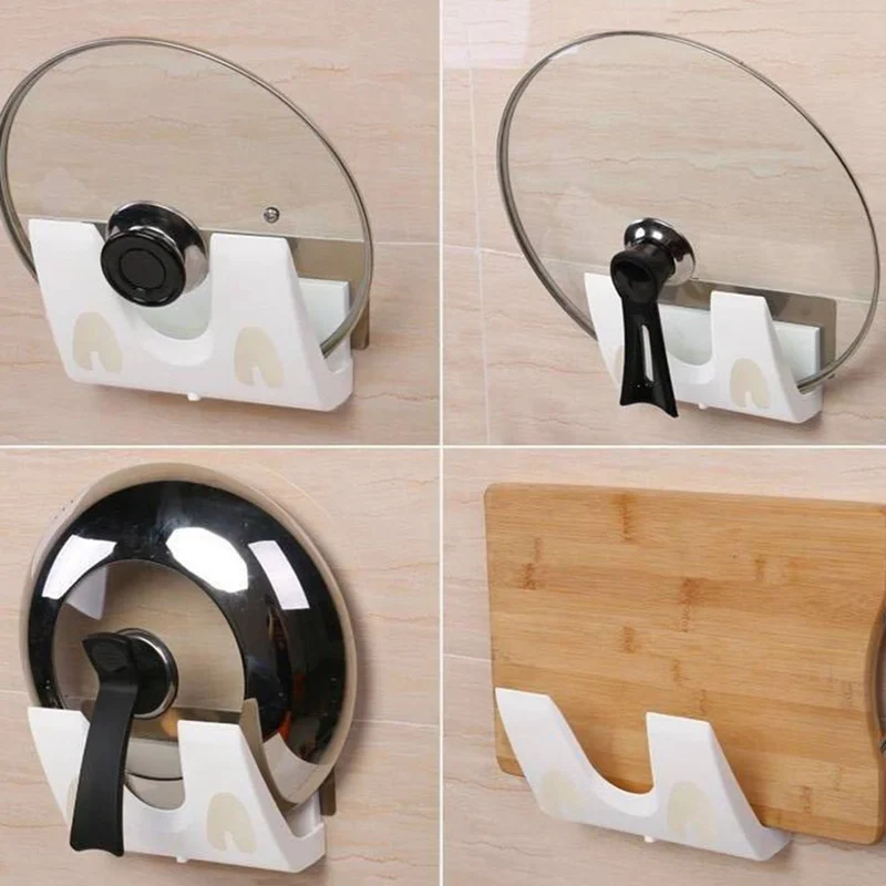 

Pot Lid Rack Cutting Board Storage Rack Kitchen Plastic Wall-Mounted Punch-Free Rack Home Storage Tool