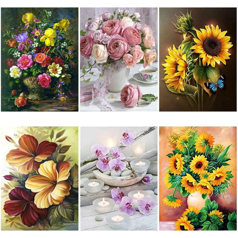 DIY 5D алмазная картина пион роза цветок Современный домашний декор Полный Круглый