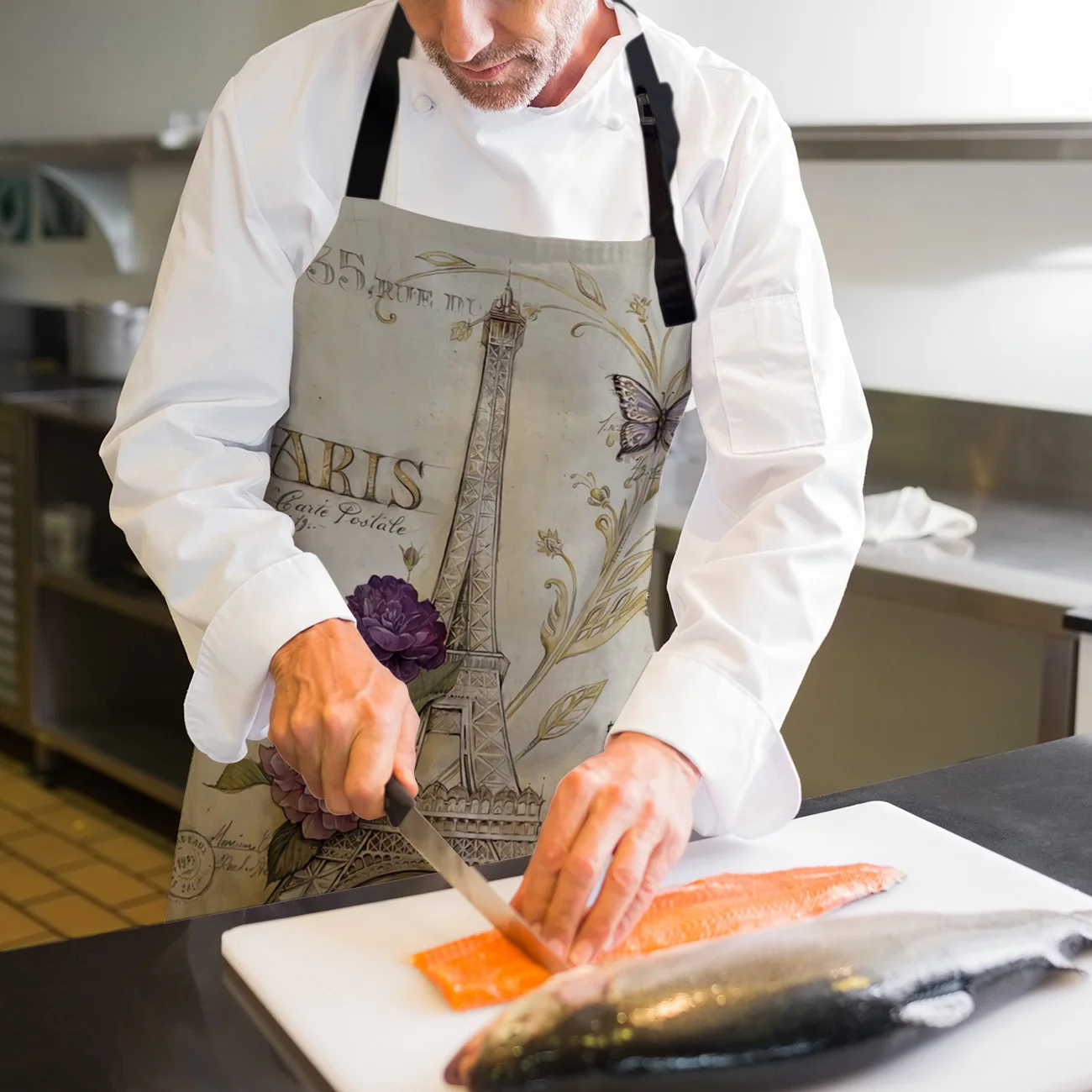 Винтажные Кухонные фартуки с принтом в виде башни Парижа и бабочек Прочный