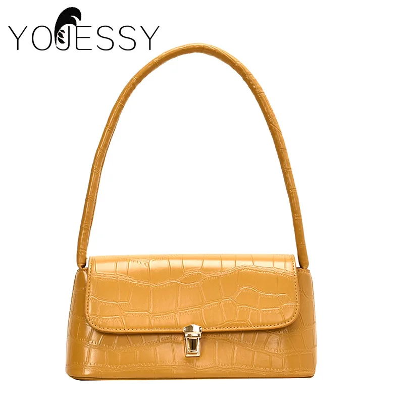 

YOJESSY Shoulder Bag Women's Hard Bag Stone Pattern Messenger Bag Fashion Bag Female Baguette Bags