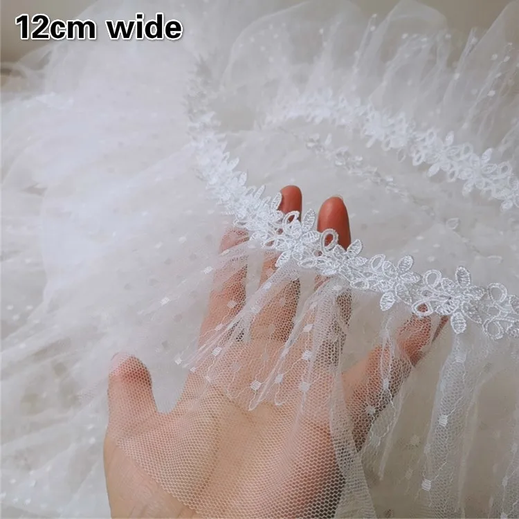 

NEW Crumple Mesh Gauze Water-soluble Ribbon White Tulle Lace DIY Ladies Children's Clothing Skirt Trim Wedding Dress Decoration
