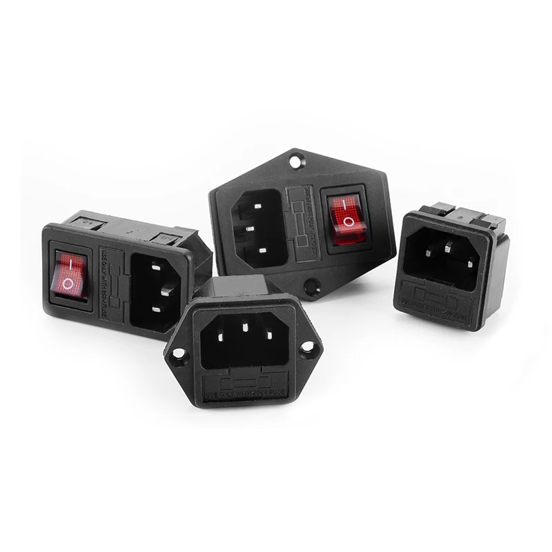 1 шт. 10A 250VAC 4 Pin IEC320 C14 входной разъем гнездо питания переменного тока с красная