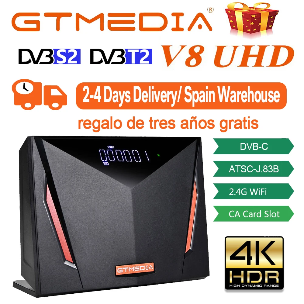 Спутниковый ресивер 4K Ultra HD GTmedia V8 UHD встроенный Wi Fi поддержка DVB S/S2/S2X + T/T2/Cable/ATSC C/ISDBT