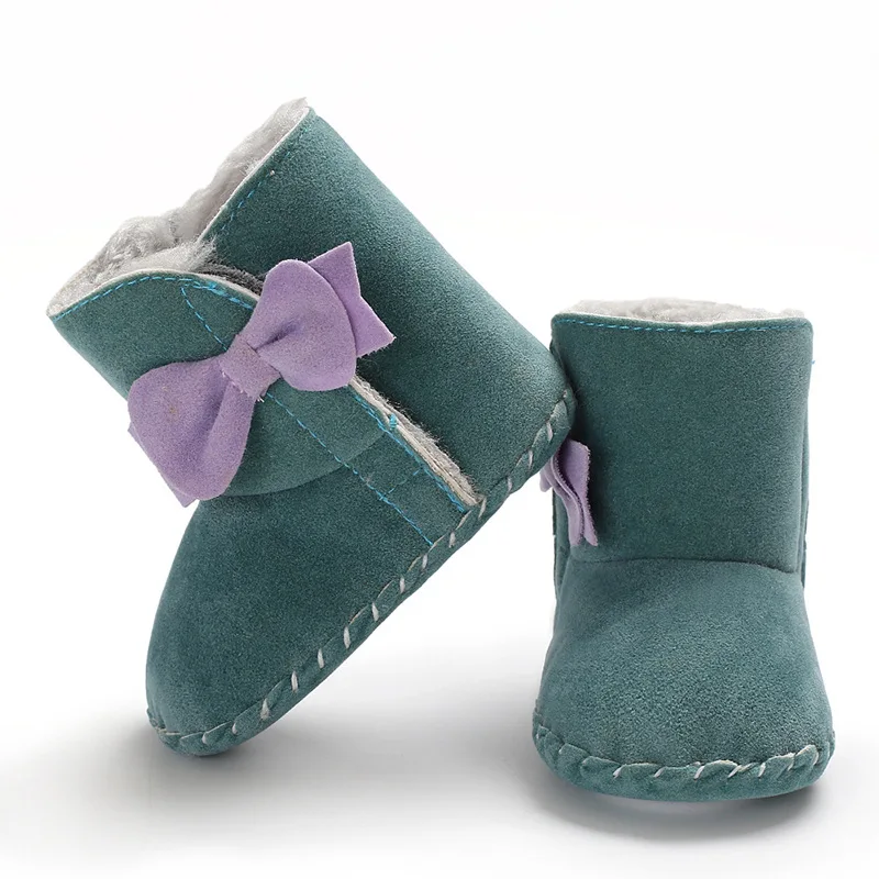Зимние ботинки с бантом для новорожденных девочек зимние принцессы обувь первых