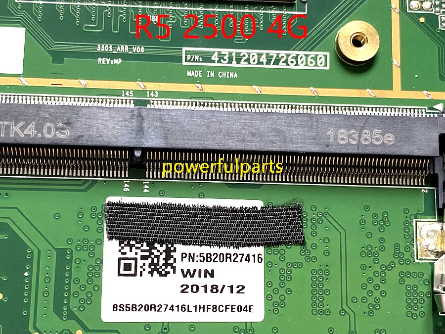 Материнская плата для ноутбука lenovo 330S-15ARR 100% процессор Ryzen 5 2500 ОЗУ 4 Гб 5B20R27416