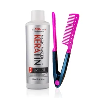 120ml keratin without formalin magic master keratin treatment with good smelling straighten damaged frizzy hairfree red comb