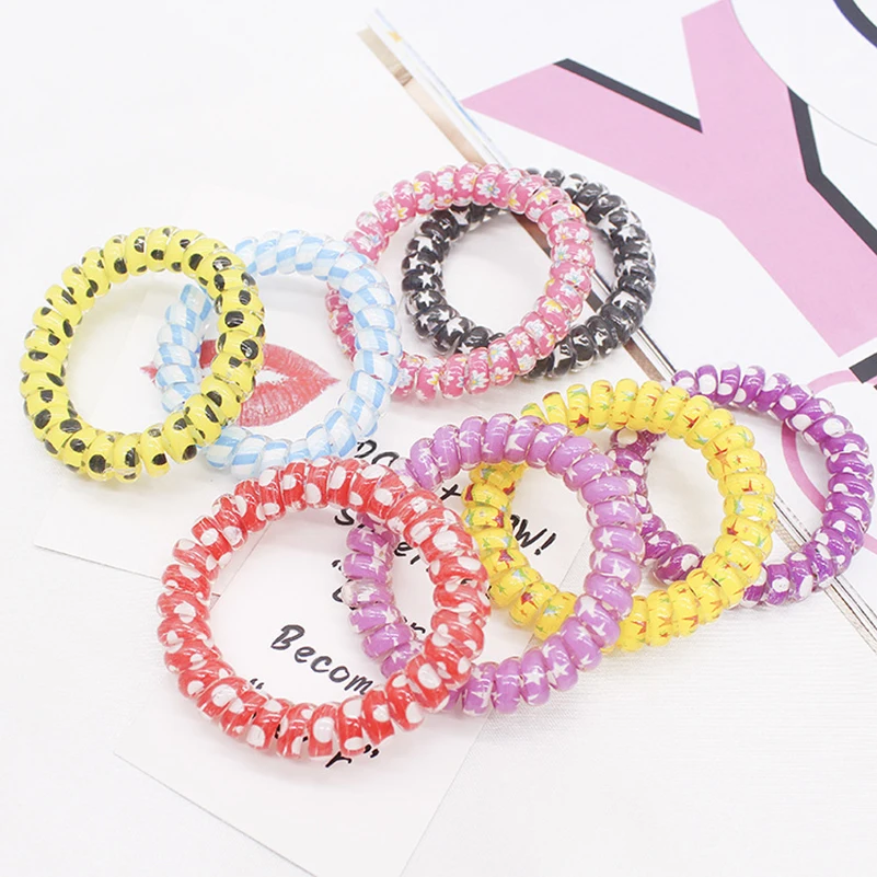 

5Pcs/lot New Fashion Hair Rubber Bands For Women Telephone Line Hair Accessories For Ladies Colorful Elastic Hair Bands For Girl