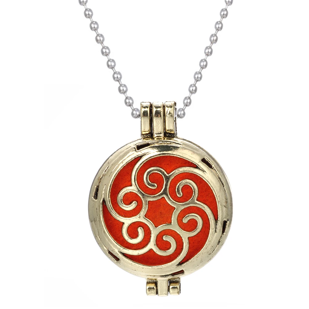 

New Aromatherapy Diffuser Necklace Vintage Bronze Flower Open Locket Aroma Pendant Perfume Essential Oil Diffuser Necklace