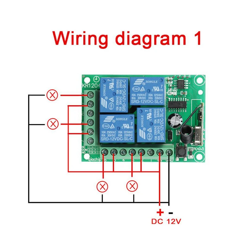 QIACHIP 433Mhz Universal Wireless Remote Control Switch DC 12V 4 CH RF Relay Receiver Module For Smart Home Garage Gate 433 Mhz |