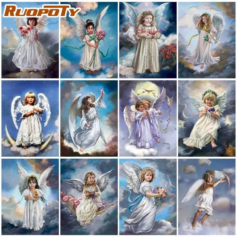 

RUOPOTY Paints By Numbers Angle Wall decor Kits acylic Paints 50*70 Boards By Numbers Decorative Handicraft