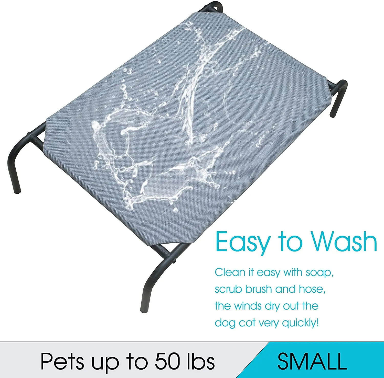 

Heavy Duty Steel-Framed Portable Elevated Pet Bed, Elevated Cooling Pet Cot Dog Supplies Pet Bed