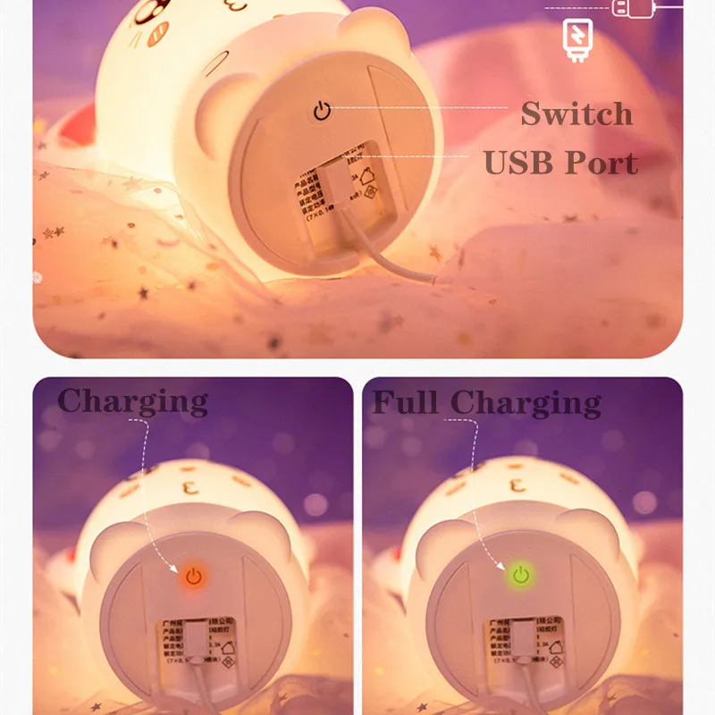 7 цветов силиконовая Мягкая светодиодная ночная лампа с пультом дистанционного