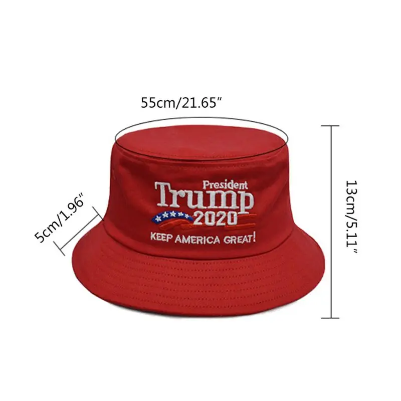 

Unisex Outdoor Cotton Bucket Hat USA Embroidered American Flag Striped Star 2020 President Sunscreen Fisherman Cap