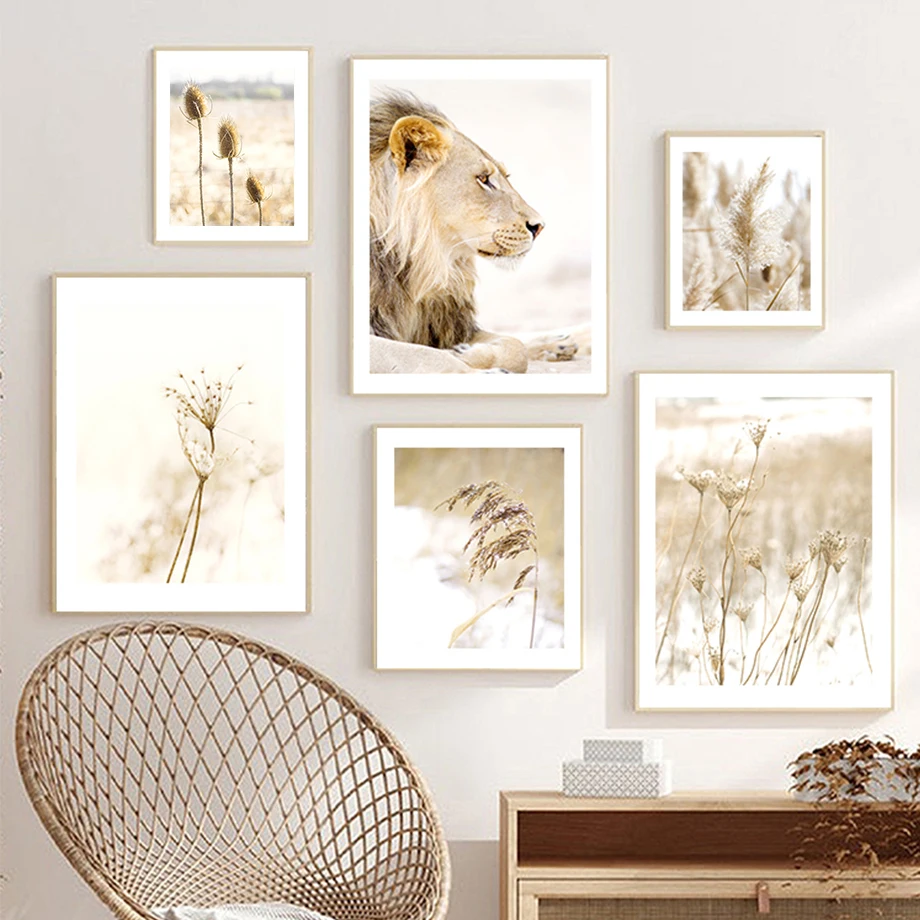

Nature Plants Dandelion Reed Wheat Lions Boho Wall Art Canvas Painting Nordic Posters And Prints Wall Pictures Living Room Decor
