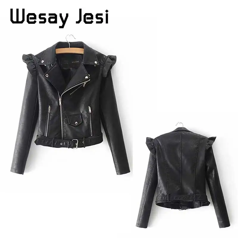 Женская короткая куртка бомбер из искусственной кожи Уличная Повседневная