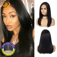ssh straight long bob human hair wigs for black women lace part remy brazilian wigs pre plucked hairline natural black 18 inch