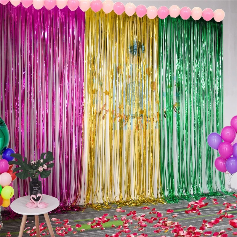 2 м/3 м розовый Золотой Радужный фон с блестками фольга полосатый провод шторы