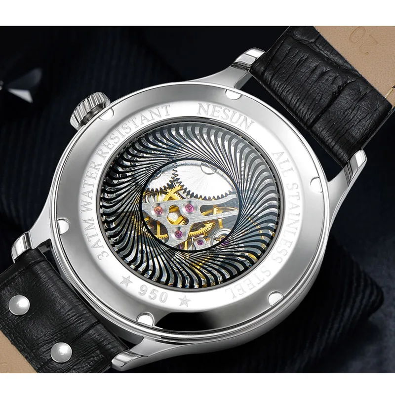Часы наручные NESUN Мужские механические водонепроницаемые с автоподзаводом из