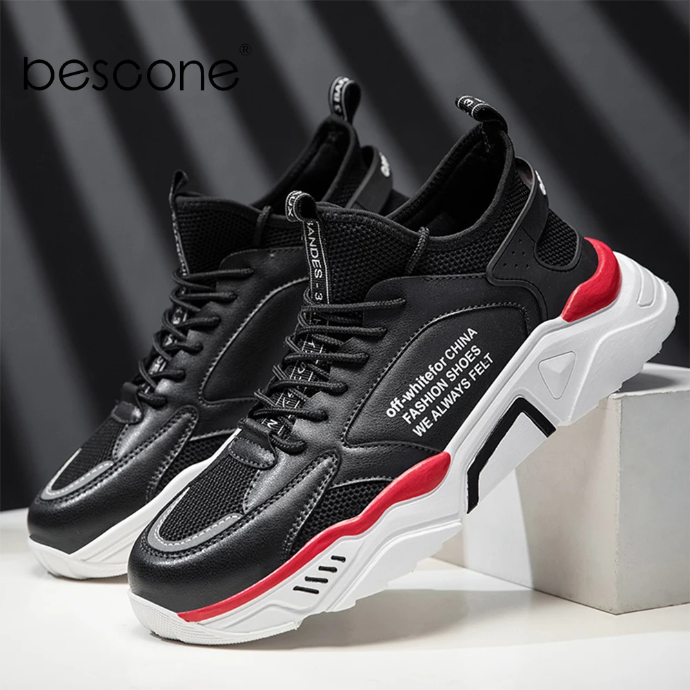 BESCONE/мужские кроссовки Уличная обувь с высоким берцем дышащая сетка толстая