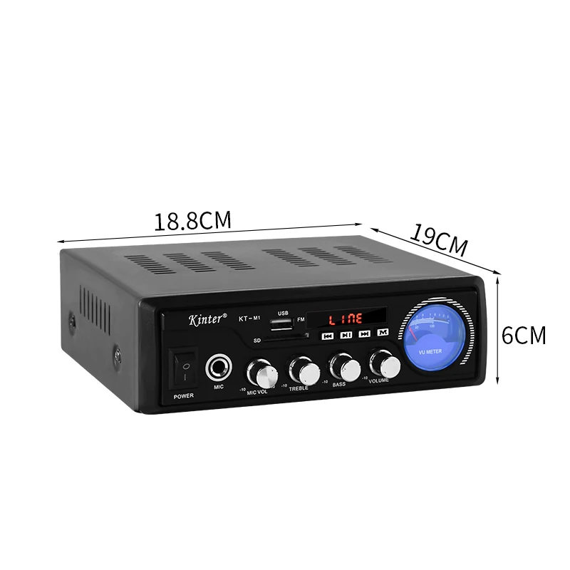 Kinter M1 MP3 bluetooth усилитель аудио 2 канала tda7266 с sd usb ввод FM Радио мощность vu метр