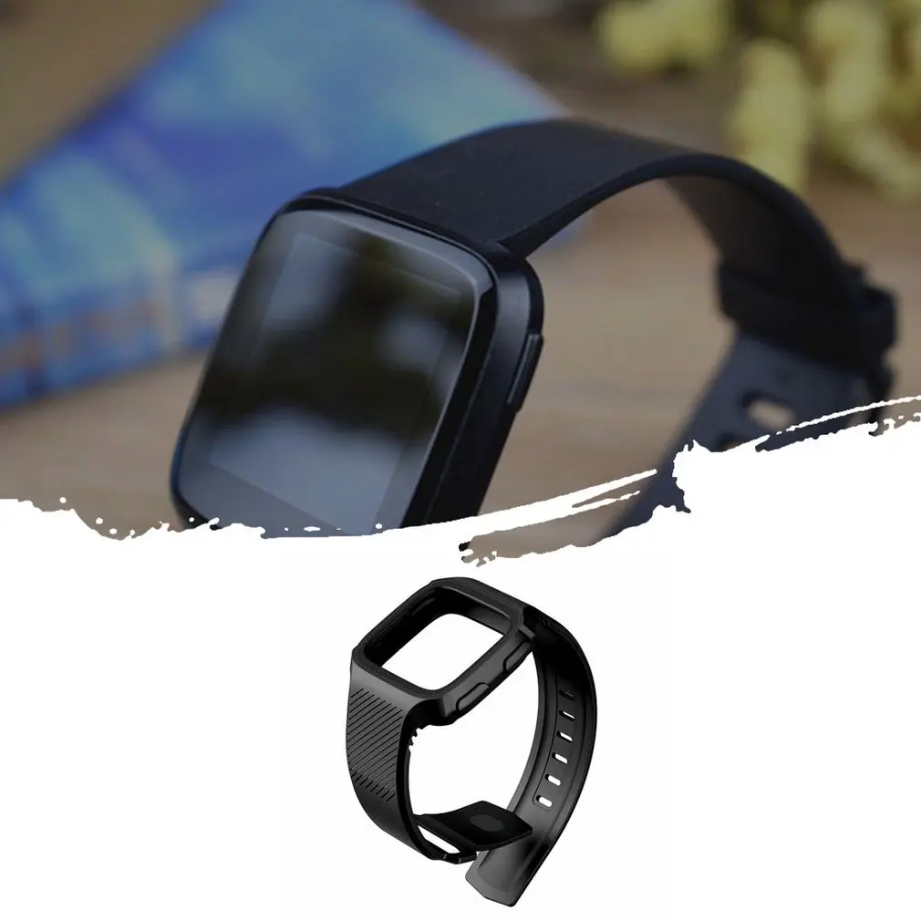 

Replacement watchband For Fitbit Versa Silicone Smartwatch Replacement Strap Official Pattern Black Buckle Sports Wristband
