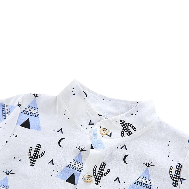 Summer Baby Boys Casual Short Sleeve Floral Print shirt Tops+Denim Shorts Set |