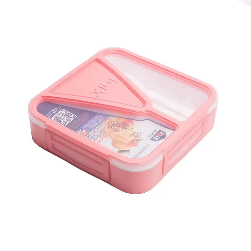 Герметичный Ланч-бокс Bento, без бпа, без микроволокна, Ланч-бокс с ложкой, портативный, для пикника, школы, герметичный контейнер для хранения еды - Цвет: Pink