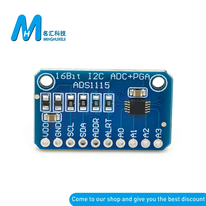 16 бит I2C ADS1115 ADC сверхкомпактная 16-точная макетная плата 4-канальная с усилителем Pro