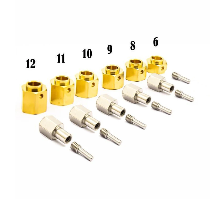 

4Pcs Heavy Brass 12mm Wheel Hex Wheel Hub Extended Adapter for RC Crawler Traxxas TRX4 TRX6 Parts