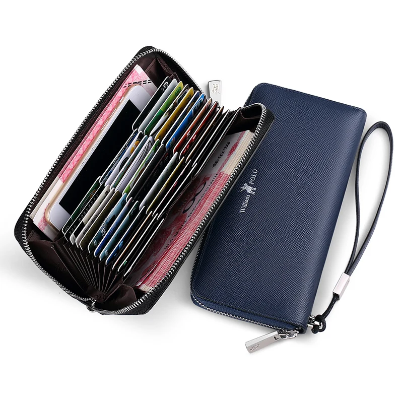 Мужской Длинный кошелек WILLIAMPOLO RFID новые модные мужские кошельки не царапаются